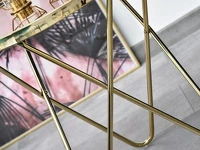 Wysoki stolik AMIN S ZŁOTY glam z metalu i brązowego szkła - metalowa podstawa