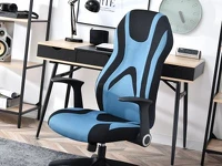 Fotel SOLID CZARNO-NIEBIESKI materiałowy dla graczy - komfortowe siedzisko