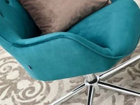 Fotel obrotowy TRINI TURKUSOWY WELUROWY PIK + CHROM - praktyczne podłokietniki