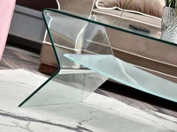 Duża szklana ława gięta SPINEL XL TRANSPARENTNA z półką - charakterystyczne detale