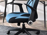 Fotel SOLID CZARNO-NIEBIESKI materiałowy dla graczy - podnoszone podłokietniki