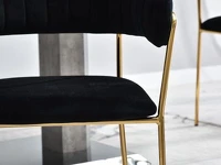 Krzesło MALE CZARNE z weluru glamour ze złotym stelażem - solidna konstrukcja