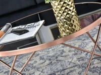 Okrągły stolik kawowy AMIN XL MIEDZIANY z metalu i szkła - metalowa konstrukcja