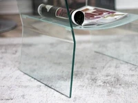 Mały stolik kawowy SPINEL S TRANSPARENTNY ze szkła giętego - smukła bryła